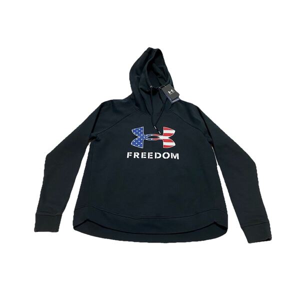 NWT Under Armour Sweatshirt Women’s Medium Freedom Rival Fleece USA Logo Hoodie - Picture 1 of 7